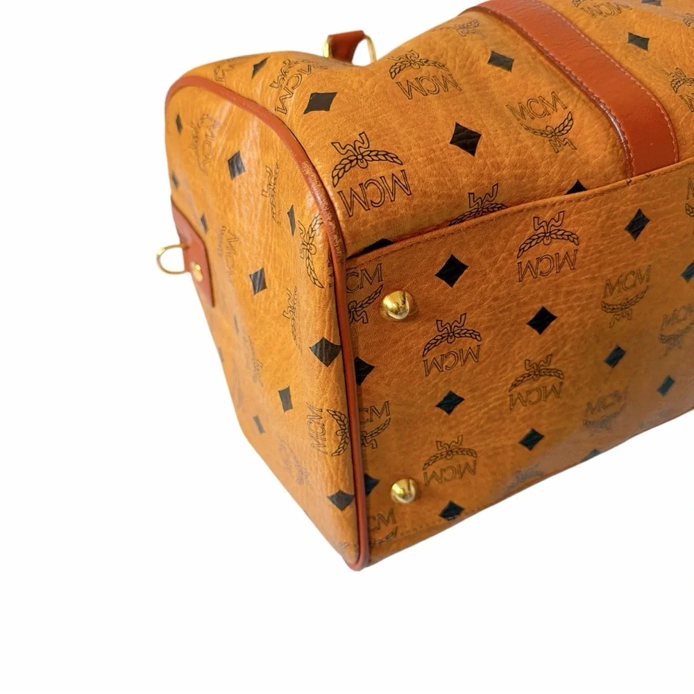 MCM Tan Cognac Monogram Travel Duffel - Picture 4 of 6